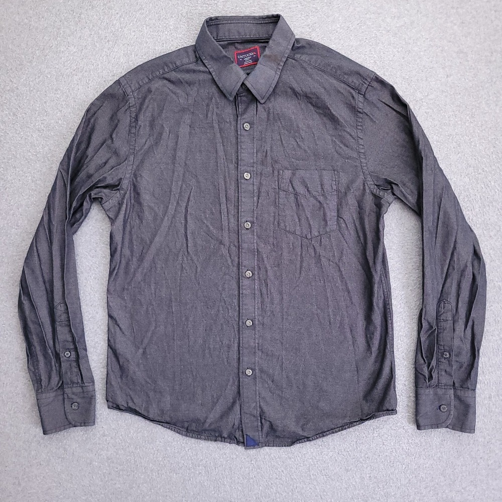 UNTUCKit Button Up Shirt Mens Medium Slim Fit Gray Long Sleeve Casablanca